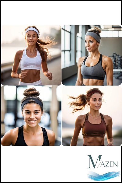 MAZEN 4 bucăți bandă sportivă multifuncțională din bumbac pieptănat, bandană pentru cap, bandă pentru transpirație pentru yoga, unisex