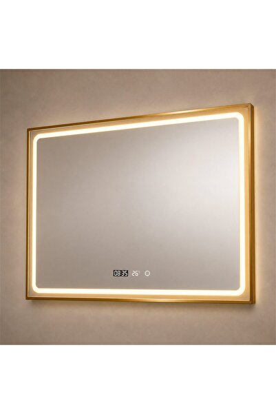 Flippy WAMOSK Καθρέφτης LED, 90x70εκ., Χρυσός, Αισθητήρας, Φως 3000K, 4000K, ...