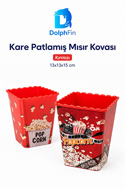 DolphFin Red Popcorn Box 1.6 L |   Square Popcorn Bucket