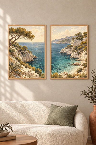 HOPE DİZAYN Modern Bohem Kemer Desenli 2’li Ahşap Çerçeveli Dekoratif Duvar T...