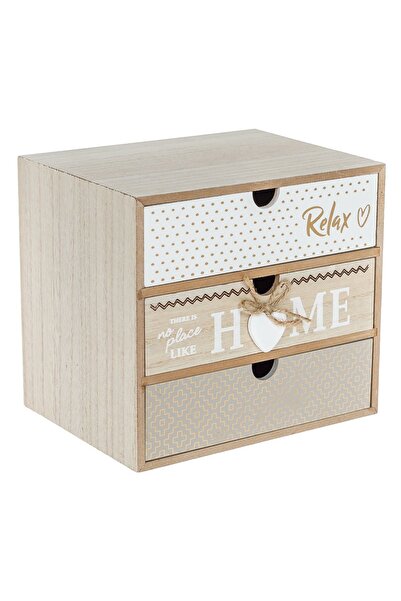 OEM Cutie Decorativa din Lemn Home Inima cu 3 Sertare 20x15x18cm