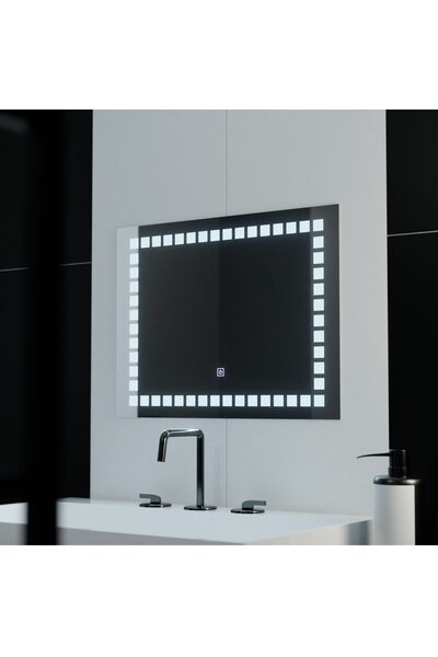 Flippy Ορθογώνιος καθρέφτης LED, 80x60εκ., Φωτιστικό πλέγματος Basic Touch