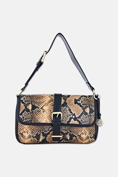 Bebe Women Snake Print Shoulder Bag, Multicolor