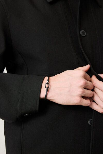 DeFacto Men's Black Steel Bracelet I0534Axns