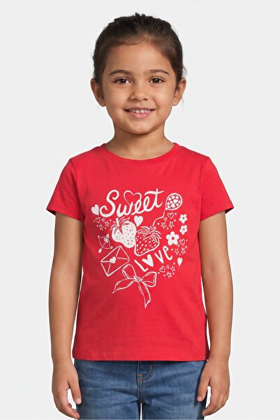 The Children's Place Toddlers Girl Graphic Print Short Sleeve Top, Red