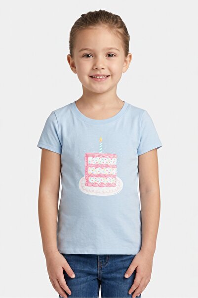 The Children's Place Kids Girl Short Sleeve Graphic Print Top, Light Blue