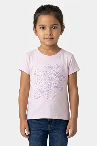 The Children's Place Kids Girl Short Sleeve Graphic Print Top, Lilac