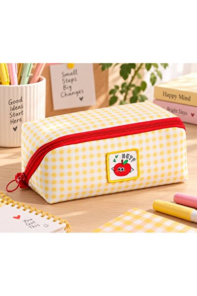 BABUN Checkered Fabric Washable Girls Boys Unisex Large Volume Multi-Compartm...