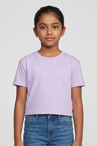 The Children's Place Kids Girl Solid Short Sleeve Crop Top, Lavender