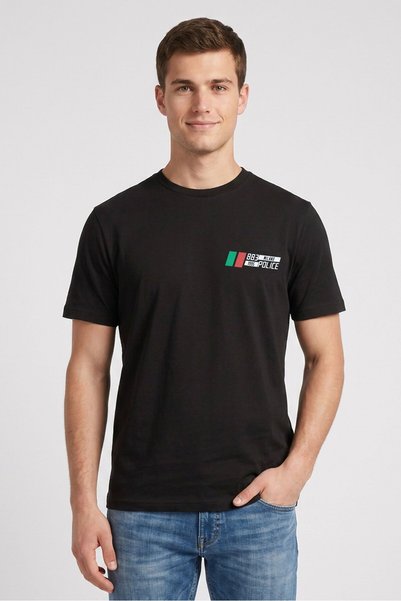 883 Police Men Crew Neck Short Sleeve Graphic Print T-Shirt, Black