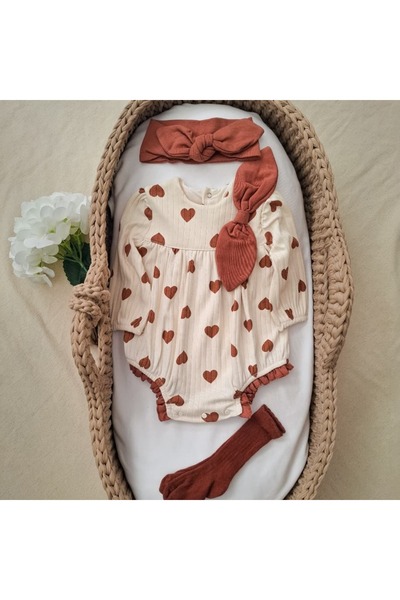 Tarçın Kalp Romper Set