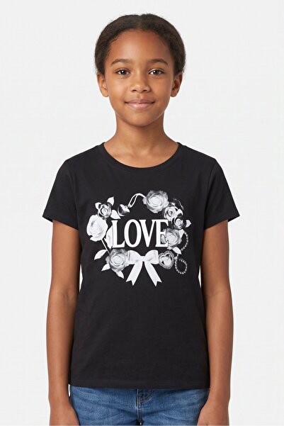 The Children's Place Kids Girl Graphic Print Short Sleeve Top, Black