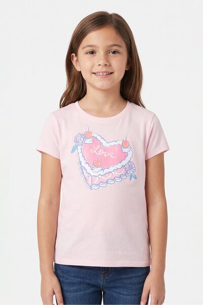 The Children's Place Kids Girl Short Sleeve Graphic Print Top, Pink