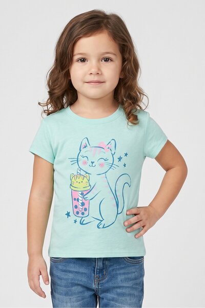 The Children's Place Toddlers Girl Short Sleeve Graphic Print T-Shirt, Mint