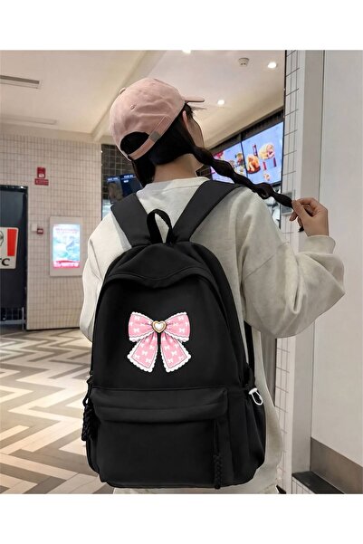 Minga London Black Tiny Ribbon Pink Ribbon Printed School, Classroom, Course ...