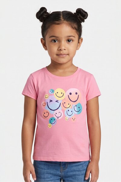 The Children's Place Kids Girl Short Sleeve Graphic Print Top, Pink