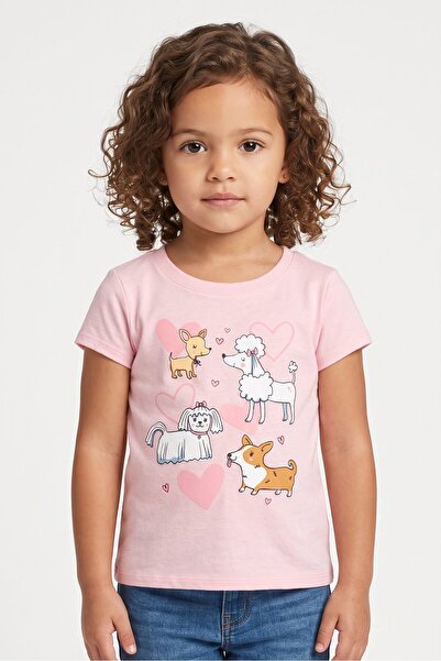 The Children's Place Kids Girl Graphic Print Short Sleeve Top, Pink
