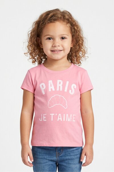 The Children's Place Toddlers Girl Short Sleeve Graphic Print Top, Pink