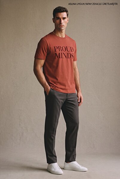 Maccali Tile Men's Proud Minds Printed Crew Neck Loose Fit T-Shirt
