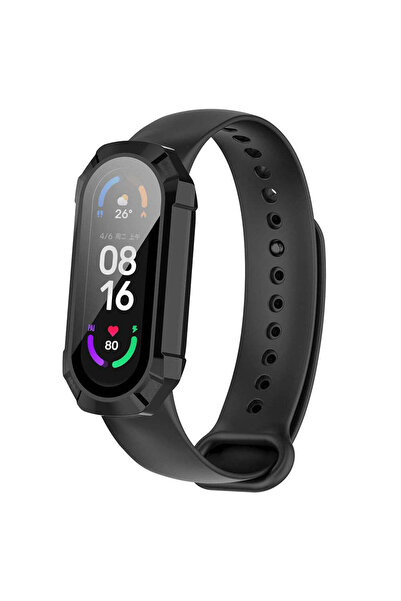 Techsuit Калъф за смарт часовник за Xiaomi Mi Band 5, Techsuit, черен - черен
