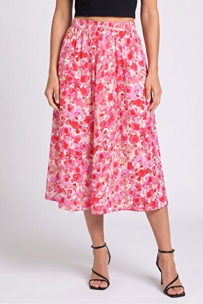JDY Women Floral Print Pull On Midi Skirts, Multicolor