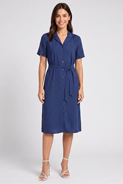 JDY Women Allover Printed Casual Midi Dress, Navy