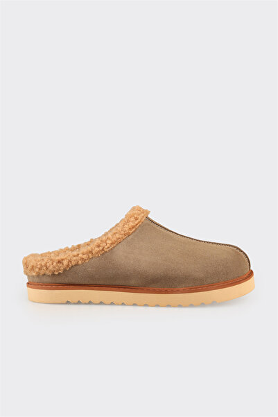 Elle Shoes Vizon Deri Kadın Terlik
