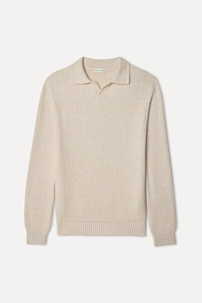 Mudo Men's Ecru Polo Collar Sweater