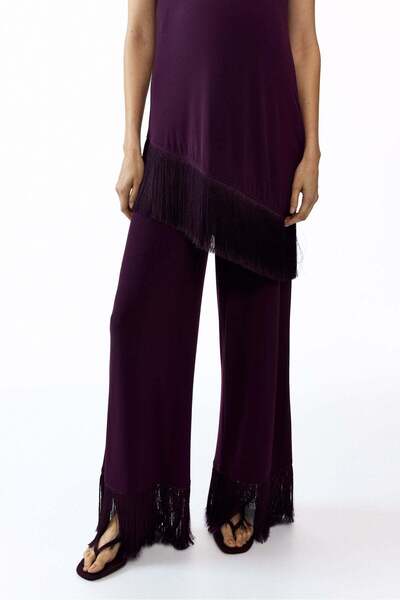 H&M MAMA Fringe-trimmed jersey trousers