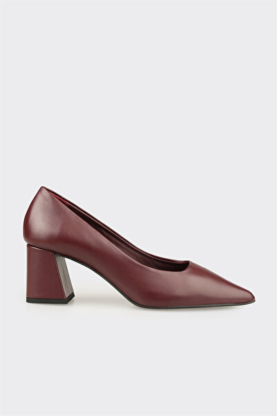 Elle Shoes Bordo Deri Kadın Klasik Ayakkabı