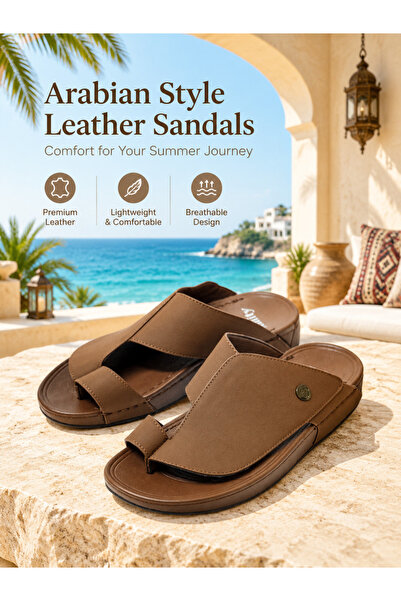 Generic Brand Mens Genuine Leather Slide Sandals Open Toe Toe Loop Thong Styl...