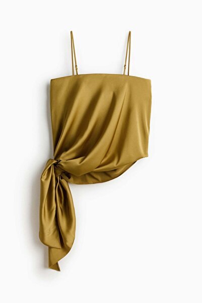 H&M Draped-panel satin strappy top