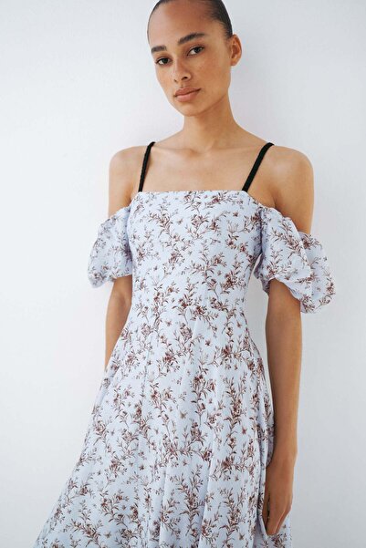 H&M Linen-blend cold shoulder dress
