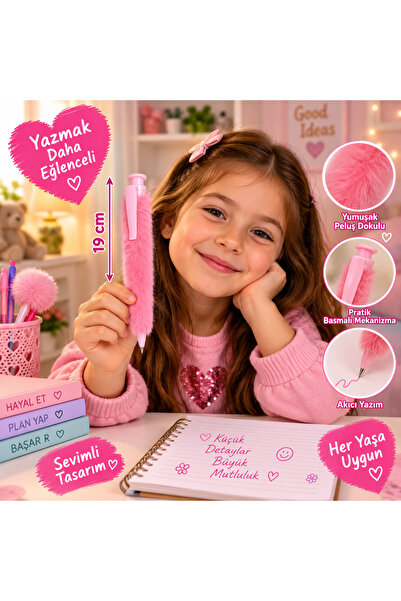 seymen bıçakçılık 19 cm Furry Pen Cute Plush Pen Children's Student Stationer...