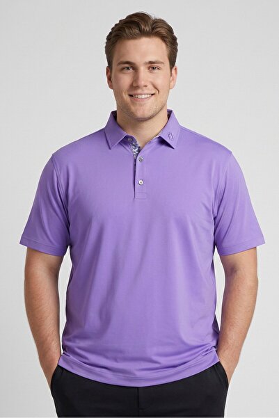 FootJoy Men Athletic Fit Short Sleeve Golf Polo Shirt, Purple