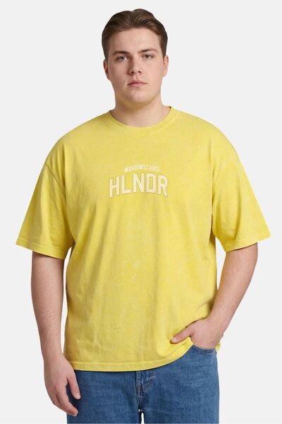 Highlander Zoox Men Crew Neck Short Sleeve Graphic Print T-Shirt, Mustard