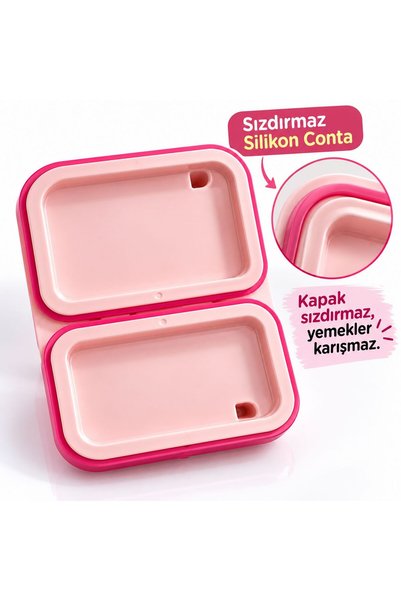 BuradaBuldun Titiz Çelik Beslenme Kabı ve 600 ml Çelik Termos Matara Seti Pembe Unicorn Su Perisi 2 li Okul Seti
