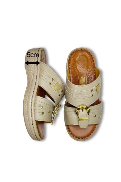 Chaolizi Women's White PU Rivet Decor Platform Slide Sandals