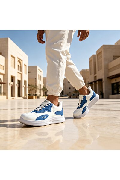 WUXIAO MALL أحذية رياضية كاجوال للرجال باللونين الأبيض والأزرق، أحذية مشي بنع...