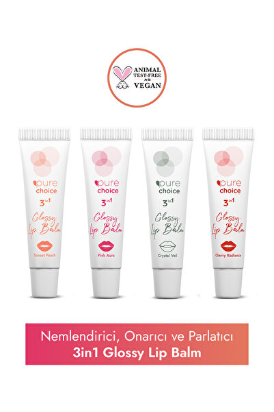Pure Choice Nemlendirici Onarıcı Parlatıcı 3in1 Glossy Lip Balm 4’lü Set