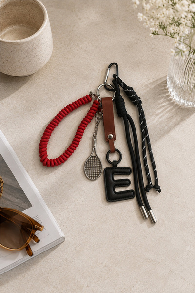 HomeStore Racket Letter Colorful String Keychain