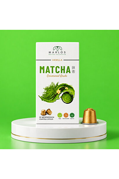 MARLOS Vanilyalı Matcha Çayı Kapsülü Nespresso Makine Uyumlu Kapsül 10'lu 22 G