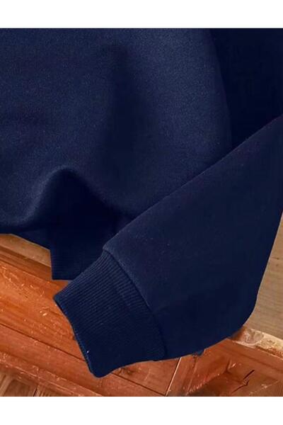 MORNİNG KİDS Kız Çocuk Kapşonlu YILDIZ Baskılı Lacivert Sweatshirt