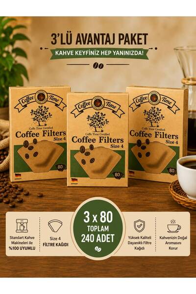Kahve Filtre Kağıdı No:4 80'li ( 3'lü Paket )