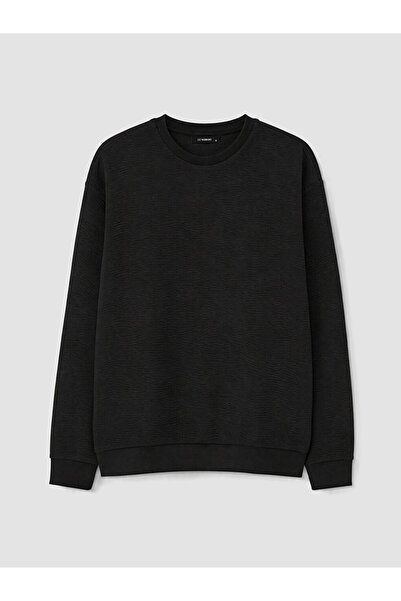 LC Waikiki Özmarka New Season Black Crew Neck Men's Sweatshirt
