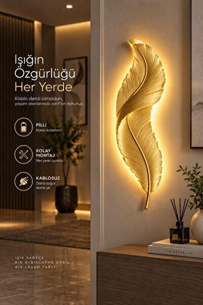 LEDMAX Tüy Aplik Pilli Led Dekoratif Duvar Dekoru