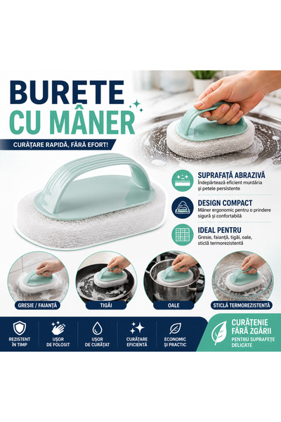 SMARTECH Burete de curățat cu mâner, pentru suprafețe dure, albastru
