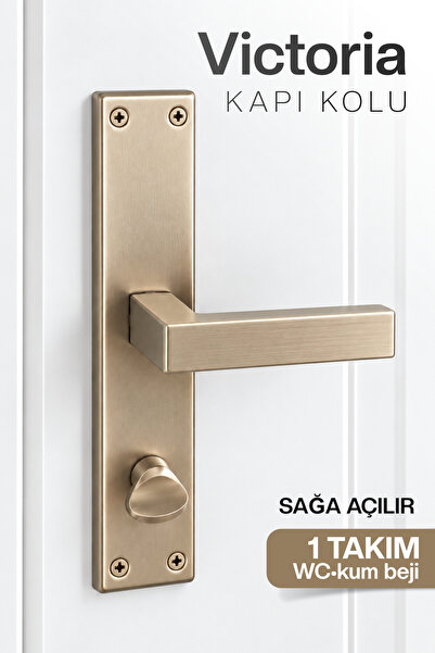 Badem10 ALM Victoria (1 Takım) Kum Beji Aynalı WC - Lavabo Sağ Yön Kapı Kolu ...