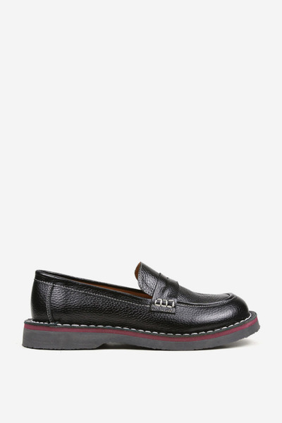 Deri Kadın Dikiş Detaylı Siyah Loafer Ayakkabı