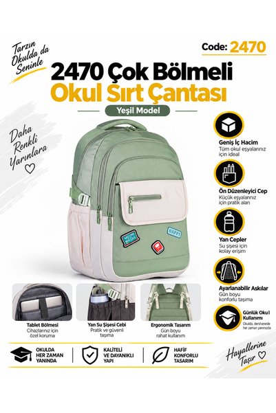 Relaxion Escool Multi-Compartment School and Daily Backpack 2470 – with Table...